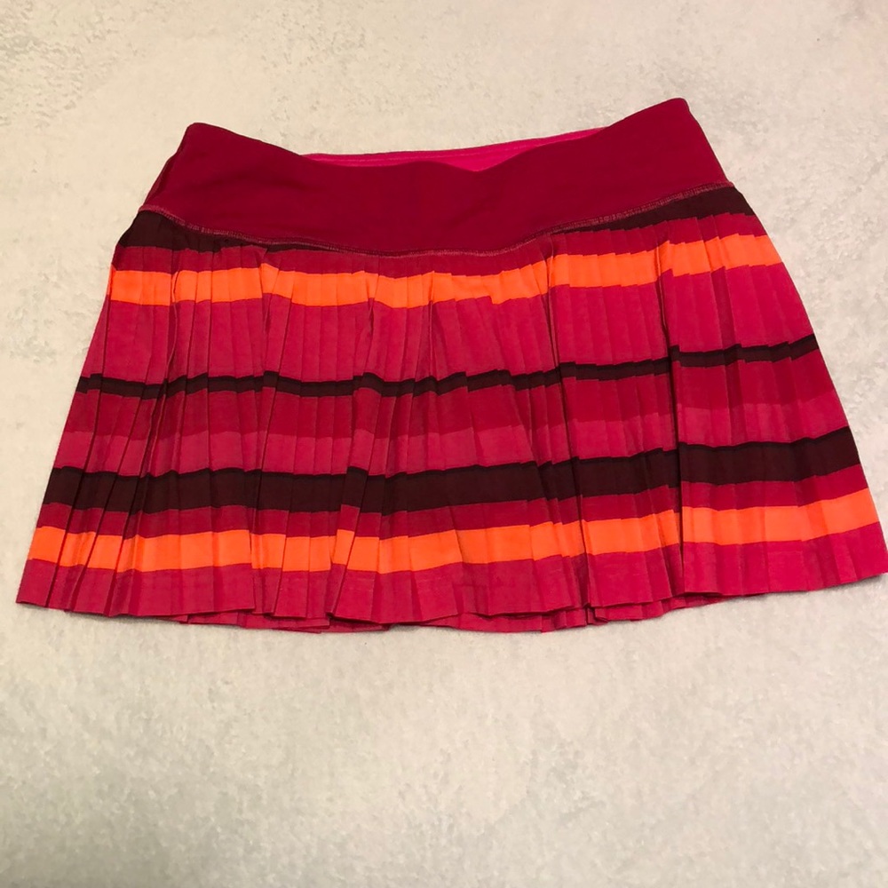 lululemon athletica Pleated Mini Skirt in Pink, Orange, Black Stripes